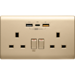 M2K PD202AP5-CG 5.7A 雙位 PD/QC USB 電掣插座 (金色)